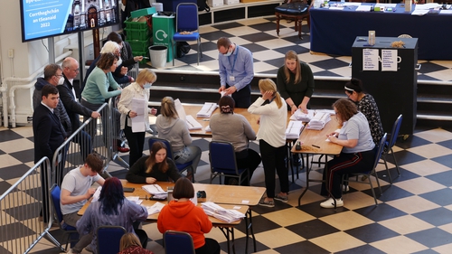 The count under way today in the exam hall of Trinity College (Pic: RollingNews.ie)