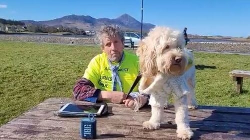 Charlie Bird with his dog Tiger in Mayo today