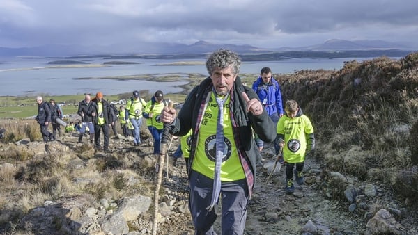 Charlie Bird making his way up Croagh Patrick (Pic: Rolling News)