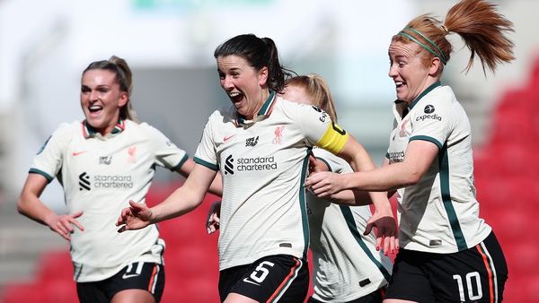Niamh Fahey of Liverpool celebrates her goal