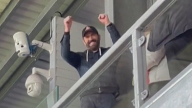 Actor Ryan Reynolds seen cheering at Wrexham game