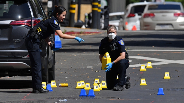 Police place evidence markers at scene of shooting in Sacramento