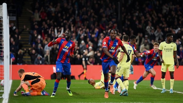 Jean-Philippe Mateta celebrates Crystal Palace's opening goal of the game