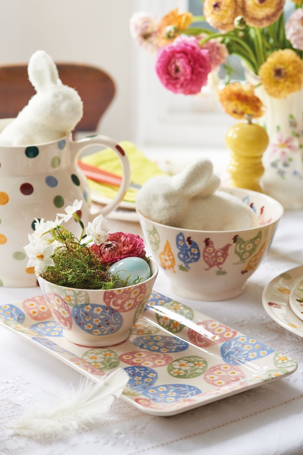 Emma Bridgewater Easter Egg Hunt Small Old Bowl, £20, Easter Egg Hunt Medium Oblong Plate, £42, rest of items from a selection, Emma Bridgewater