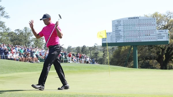Tiger Woods returned an opening one-under-par 71 in testing conditions at Augusta National