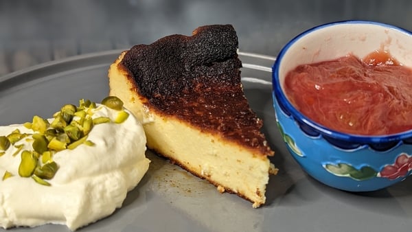 Lilly Higgins' burnt basque cheesecake with rhubarb & orange blossom cream