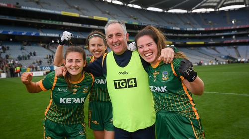 Meath manager Eamonn Murray celebrates with his players after last year's semi-final win over Cork
