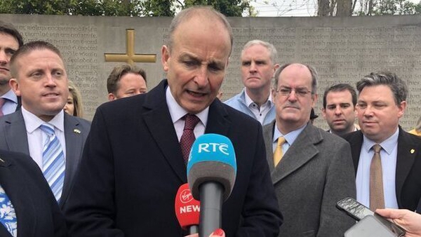 Taoiseach Micheál Martin was speaking to reporters at the Fianna Fáil Easter Rising commemoration in Arbour Hill