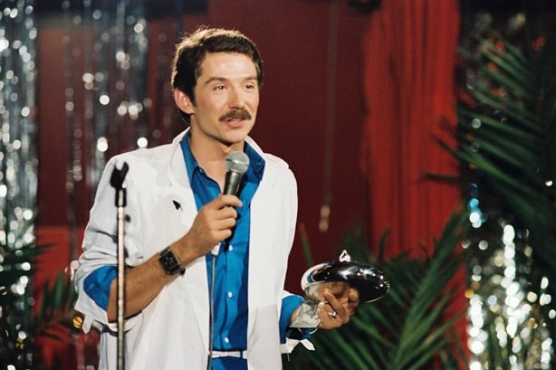 Broadcaster Vincent Hanley at the Stardust nightclub (1980)