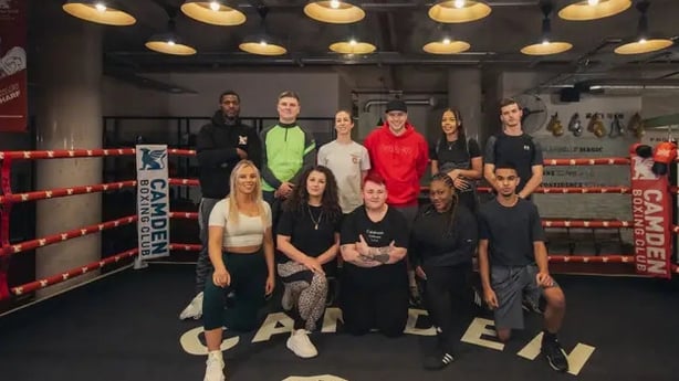 Zeb, Fin, Rachel, Greg, Kerryn, Ash, Katie, Sophie, Jess, Chanika and Naeem from Idris Elba's Fight School (BBC/Workerbee/PA)