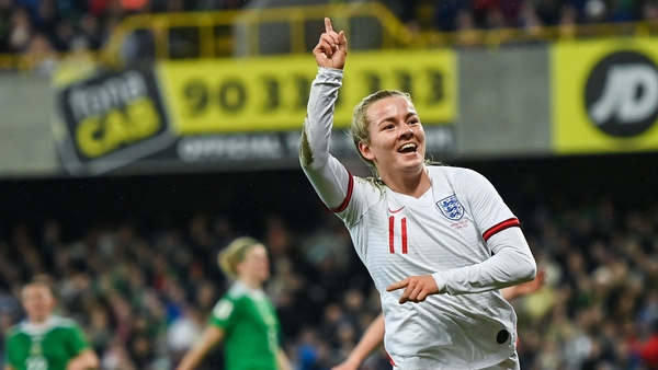 Lauren Hemp celebrates England's third goal