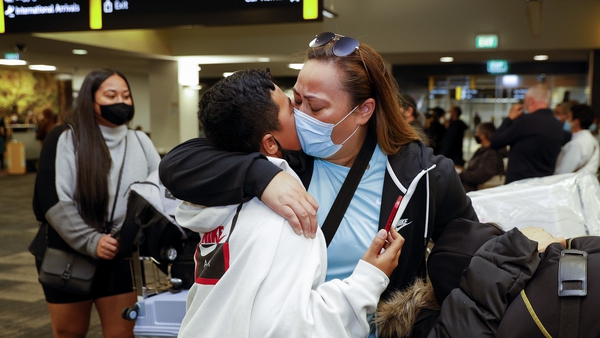 Families and friends were reunited at the airport