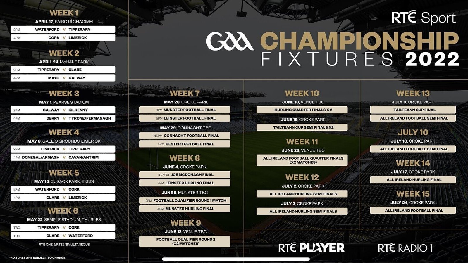 Munster championship best sale hurling fixtures