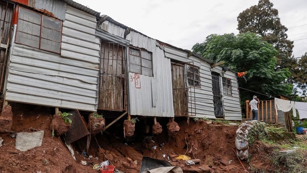 A damaged structure following a mudslide at the United Methodist Church of South Africa in Clermont, near Durban