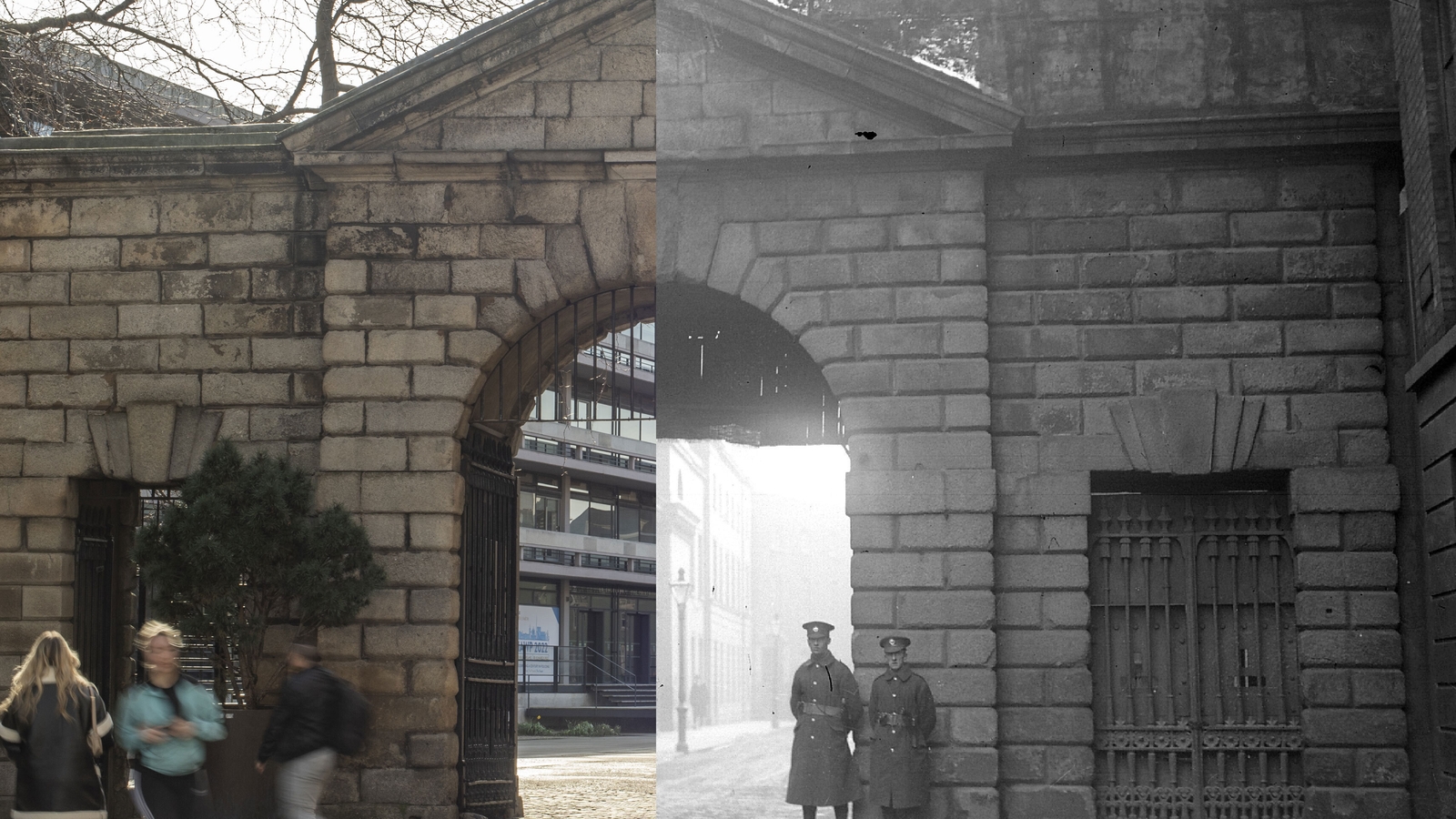 Civil War Ireland Then And Now Gates Of Dublin Castle   001b8bd2 1600 