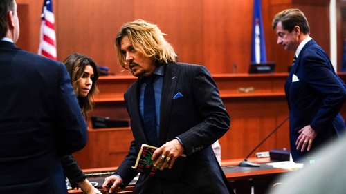 Johnny Depp at the Fairfax County Circuit Court in Fairfax, Virginia, on 14 April