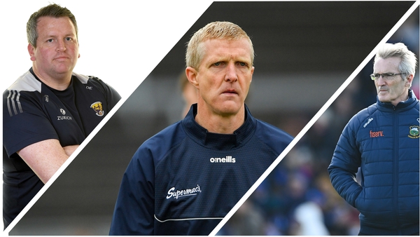 Wexford manager Darragh Egan (L), Galway's Henry Shefflin (C) and Colm Bonnar of Tipperary