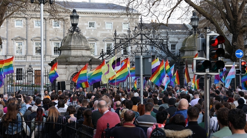 Supporters attending the vigil outside Leinster House in Dublin yesterday (pic: Rollingnews.ie)