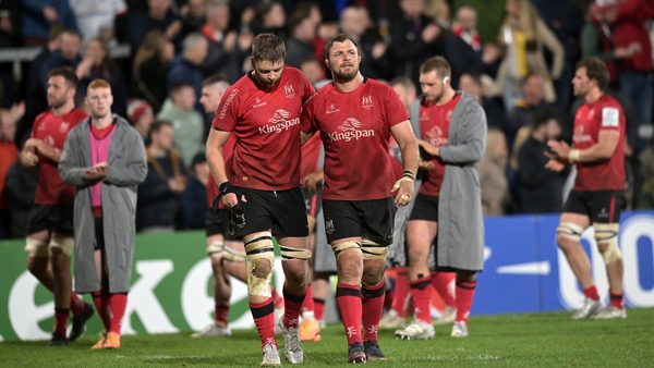 A dejected Iain Henderson and Duane Vermeulen at the final whistle