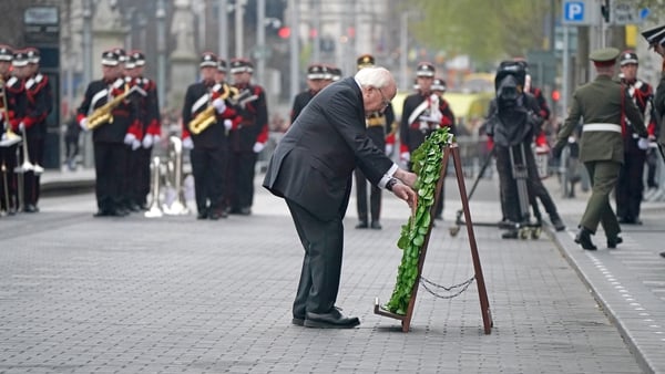 President Michael D Higgins laid a wreath at the ceremony