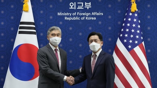 US Special Representative for North Korea Sung Kim (L) arrived in Seoul for a five-day visit and met his South Korean counterpart Noh Kyu-duk