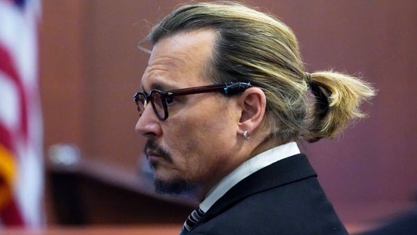 Johnny Depp pictured at the Fairfax County Circuit Courthouse in Fairfax, Virginia on April 18