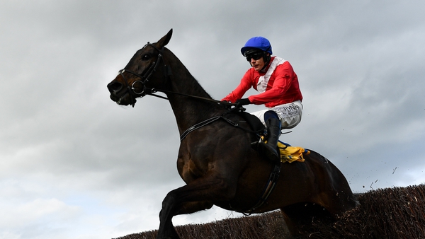Allaho, with Paul Townend up, jumps the last on their way to winning the Ryanair Chase at this year's Cheltenham Festival