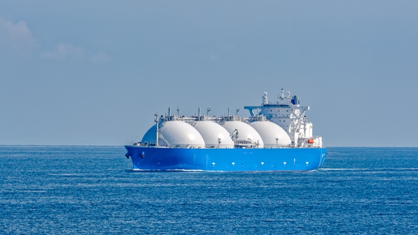 LNG being transported on a ship