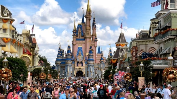 Crowds fill Main Street USA in front of Cinderella Castle at the Magic Kingdom at Walt Disney World in Florida (File pic)