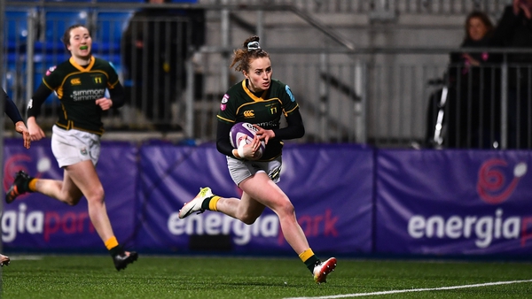 Molly Scuffil-McCabe scores a try during the All-Ireland League final