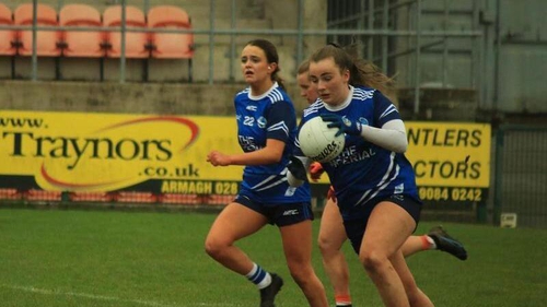Niamh Keenaghan in action for the footballers against Armagh in this year's Lidl National Football League