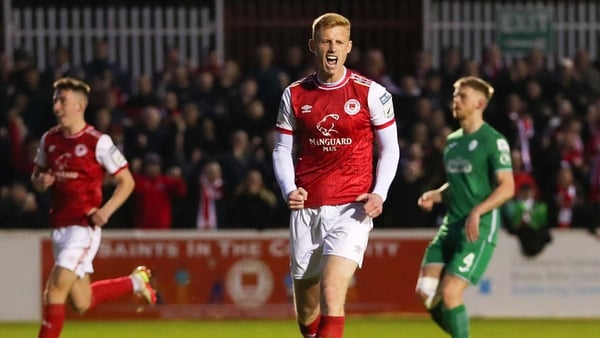 Eoin Doyle celebrates after scoring St Patrick's Athletic's second goal from the spot