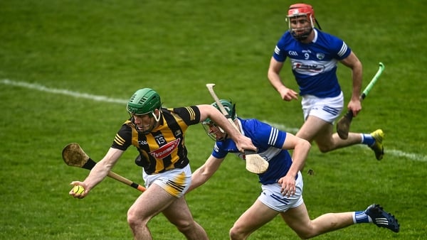 Eoin Cody of Kilkenny in action against Sean Downey of Laois