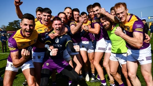 Wexford players rejoice after overcoming the Faithful