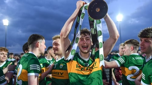 Kerry captain Sean O'Brien celebrates the Munster final win