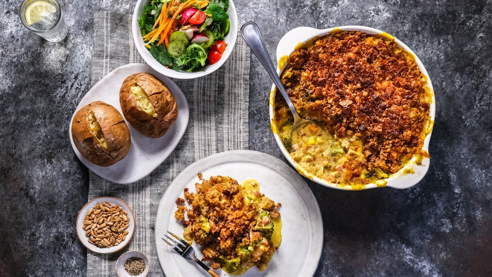 Mark Moriarty's chicken, broccoli & bacon crumble