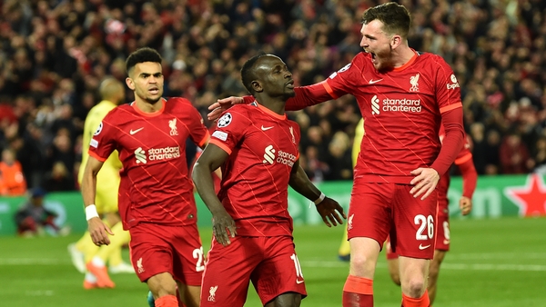 Sadio Mane celebrates his goal at Anfield