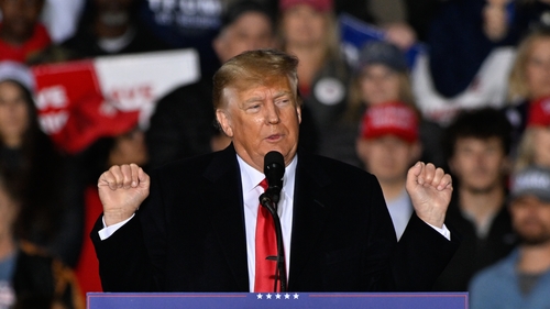 Donald Trump pictured at a rally in Selma on 9 April