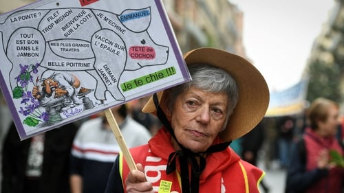 A woman in Toulouse in France taking part in the May Day Protest