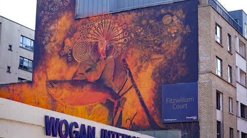 Salmon of Knowledge mural by Ciaran Dunlevy on the Fitzwilliam Court building in Drogheda