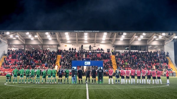 Derry City beat Shamrock Rovers at the Ryan McBride Brandywell Stadium in February