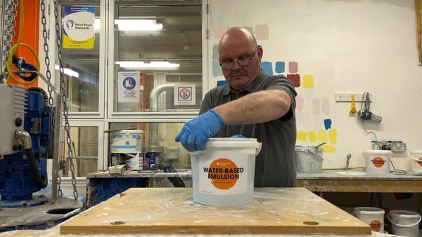 Dave Kavanagh leads the paint recycling team at Rediscover Paint, where they re-mix paint that would be discarded into a brand new product.