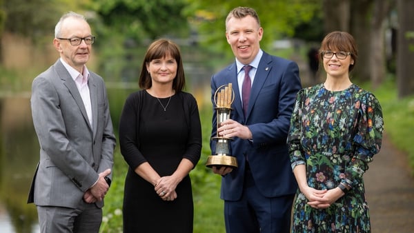 Cathal Fay, CEO of PrePayPower; Helen Cahill, CEO of InvoiceFair; Roger Wallace, Partner Lead for EY Entrepreneur of the year and Jenny Melia, Divisional Manager at Enterprise Ireland