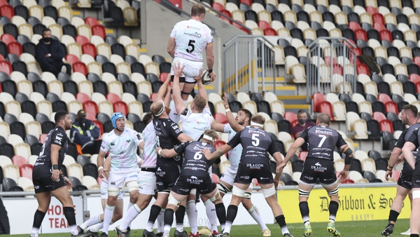 The Dragons and Ospreys in action at Rodney Parade