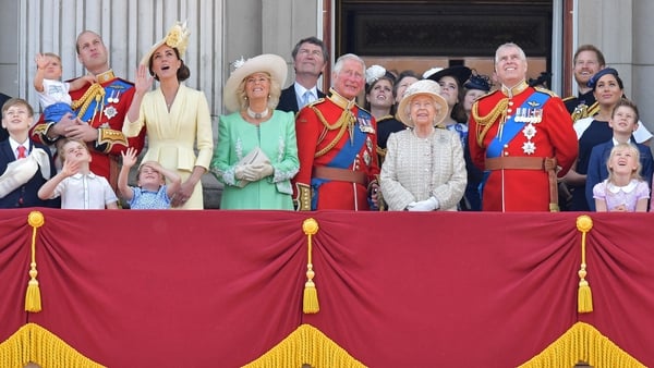 Britain's Royal Family on the balcony of Buckingham Palace to watch a fly-past of aircraft by the Royal Air Force in 2019