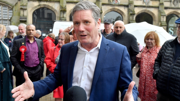 Keir Starmer speaks to reporters after congratulating winning Labour candidates in the Cumberland Council election