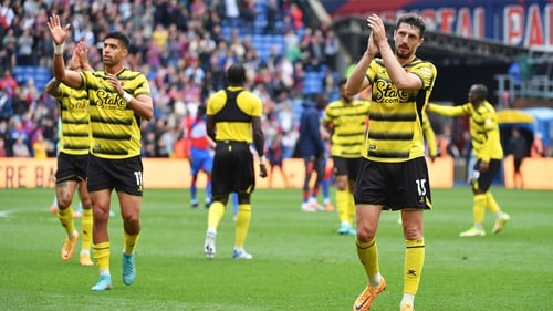 Watford players applaud their fans after the fate-sealing defeat