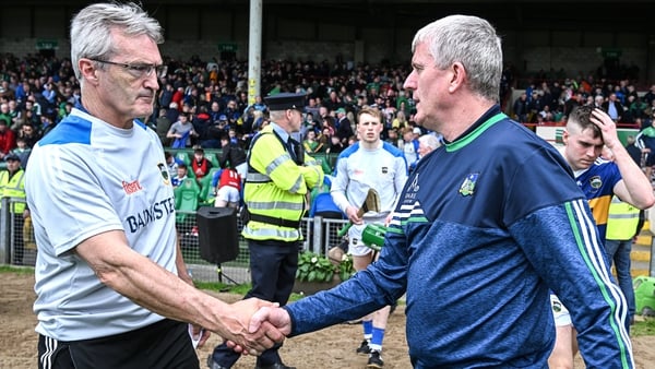 Tipperary manager Colm Bonnar and Limerick boss John Kiely shake hands after the game