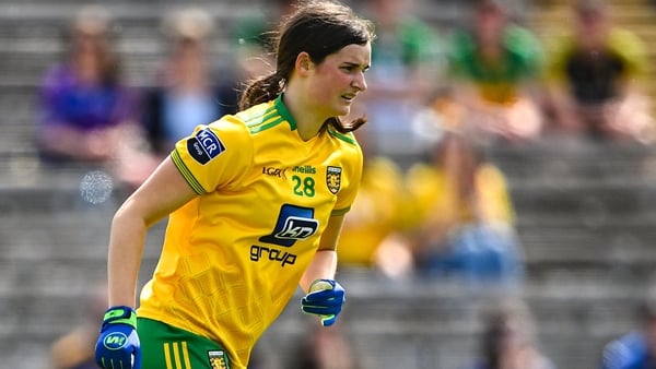 Susanne White celebrates scoring her and Donegal's second goal