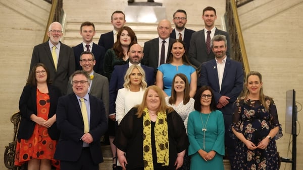 Alliance Party leader Naomi Long and Stephen Farry MP with their newly elected MLAs following the Northern Ireland Assembly election